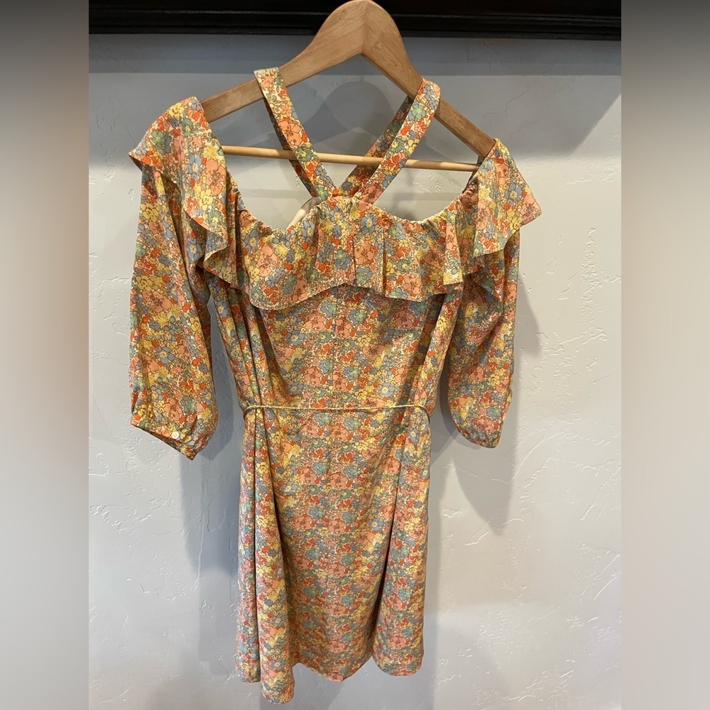 Women’s Madewell, silk floral print off shoulder dress size 8 - Picture 1 of 12